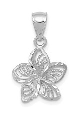 elegant lovely white gold plumeria flower charm      